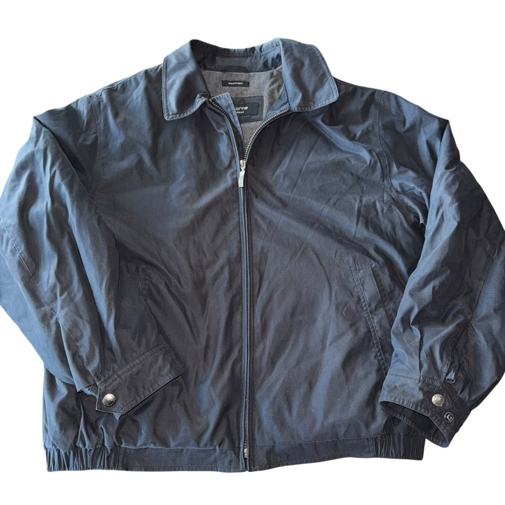 Claiborne Outerwear Men's Large Microfiber Full Zip Jacket Black Pre Owned EUC